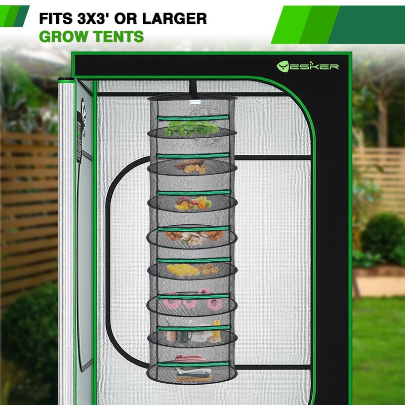 Yesker 8 Layer Herb Drying Rack Hanging Mesh Net Foldable