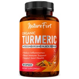 Organic Turmeric Capsules High Strength 1400mg with Black Pepper and Ginger – Active Curcumin Formula – 120 Veg Capsules – Organic, Vegan, and Non-GMO – Enhanced Absorption