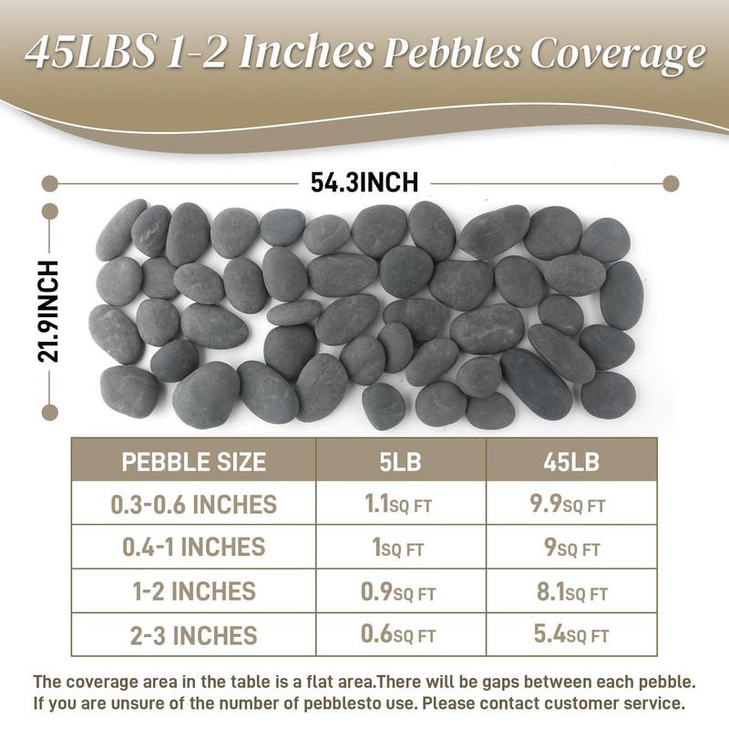 45 LB Mexican Beach Pebbles - 1-2 Inch Decorative River