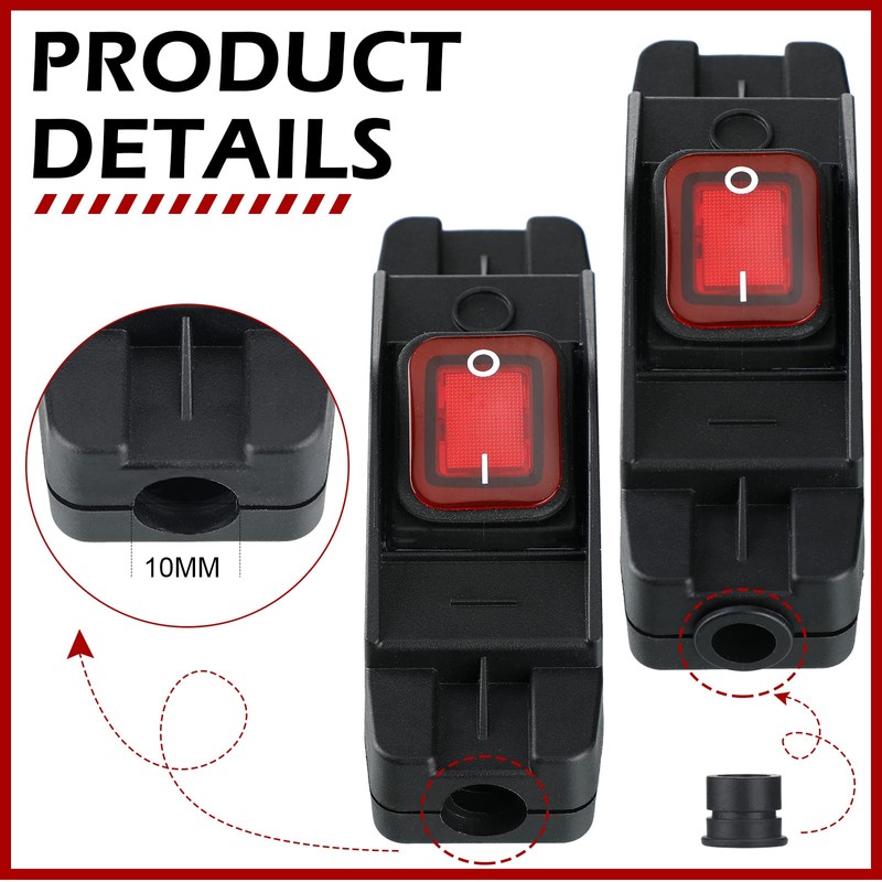 Kingdder 2 Pieces Waterproof Inline Cord Switch AC/DC 12V-250V Heavy