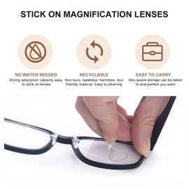 TIDE Stick On Bifocal Reading Lenses Clear Reading Lenses with Magnification Function, Cream 1 Pair