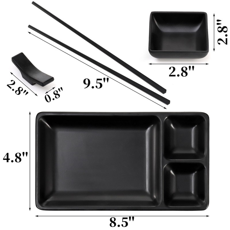 Pumtus 16 Piece Japanese Sushi Plate Set, Melamine Sushi Serving