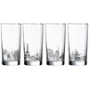 Luminarc 4 Piece Skylines 15.25 oz Assorted Decorated Coolers, Clear