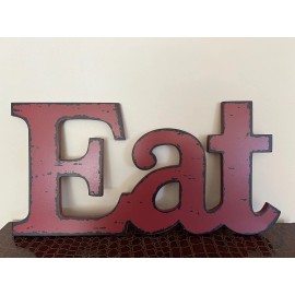 K.U.A Red Eat Wood Wall Decor Hanging Sign Chic MDF Wood Kitchen Decoration Bar Gifts
