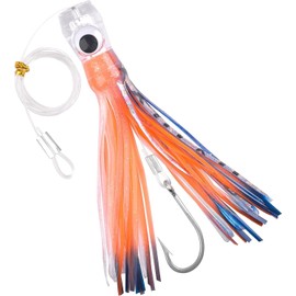 Trolling Bait, Saltwater Fishing Lure, Large Game Trolling Bait for Mahi Marlin Tuna Dolphin Wahoo Shark Deep Sea Fishing Bait with Leader Hook Squid Skirts