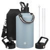 Konokyo Gallon Insulated Water Bottle with Straw,128 oz 3 Lids