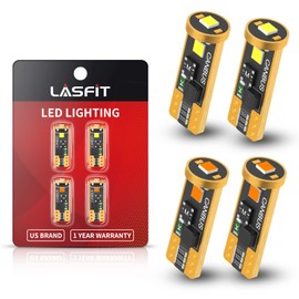 LASFIT 194 168 LED Bulb License Plate Light and Side Marker Light Bulbs White and Amber Combo,T10 W5W 6000k 400LM Extremely Bright, Canbus Free, 4 PCS
