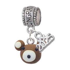 Delight Jewelry Fimo Clay Teddy Bear - Silver-tone Congratulations Charm Bead Dangle with Mini 2025
