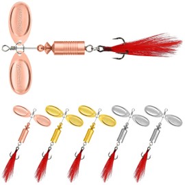 TRUSCEND Well-Made Rooster Tail Fishing Lures with Flash Copper Body and Blade, Dual-Blade System Fishing Spinners, Freshwater Crappie Jigs, 7/16oz Long Cast Jig Spinner for Bass Trout Crappie Walleye