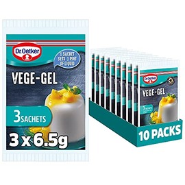 Dr. Oetker Vege-Gel Sachet - Vegetarian and Vegan Substitute for Gelatine, Baking Ingredients, Setting Agent for Jelly, Custards, Fillings, Multicoloured,195 g, Pack of 10x (3x6.5g)