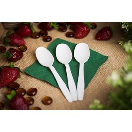 Karat Earth KE-U4203 (Natural) PLA Compostable Tea Spoon, Medium Heavy Weight - Natural (Case of 1000)