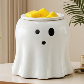 Ceramic Electric Wax Melt Warmer–Electric Candle Warmer Melter for Scented Wax Cubes Cute Ghost Fragrance Oil Burner Halloween Candle Melter Warmer for Home Decor