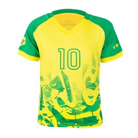 Cnins Brazil Youth Soccer Set Size 10-12 | Pro Style Training Kit | Teen Brazil Football Uniform for Kids (BN10-CN,12Y)