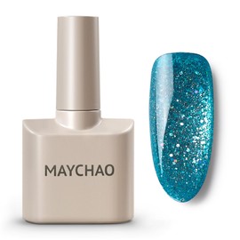 MAYCHAO 15ML Mermaid Blue Glitter Gel Nail Polish 1Pc Blue Gel Polish Soak off Gel Polish Nail Art Manicure Salon DIY at Home, 0.5 OZ