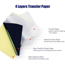 BIOMASER Tattoo Transfer Paper, 35 Sheets Tattoo Stencil Paper for Tattooing,A4 Size, 4 Layers Thermal Transfer Tracing Paper DIY Tattoos