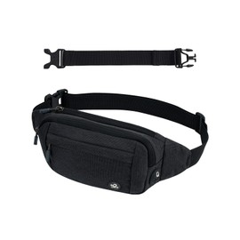 WATERFLY Bum Bag Waist Bag Men Women: Small Belt Bag Sport Bum Hip Bag Men Women Waist Fanny Pack with Extension Strap for Travel Hiking Dog Training Outdoor Black Grey, Black Grey, money belt