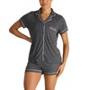 Tahari Women's Notch Collar Top and Shorts Pajama Set, Charcoal