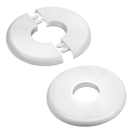 2 Pcs Wall Split Flange for 16.5mm Plumbing Self-Adhesive Escutcheon Plates, Round Plumbing Cover Plates, Wall Hole Cover Decorative for Faucet Kitchen Toilet, White