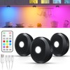 WILLED RGB Under Cabinet Lights,Rechargeable Puck Lights with Remote Control,