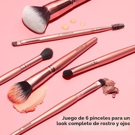 e.l.f. Kit facial impecable, colección de pinceles de 6 piezas, pinceles para cara, ojos y cejas, vegano y libre de crueldad animal
