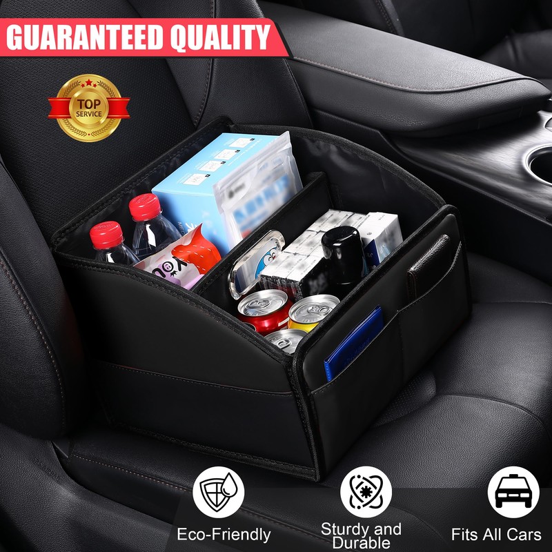 Uplien Car Storage Organizer [2025 UPDATED] Leather Car Caddy Basket