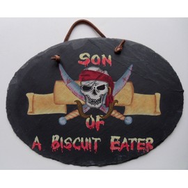 hOme New Pirate Oval Slate Son of a Biscuit Eater Skull Crossbones Summer Home Decor