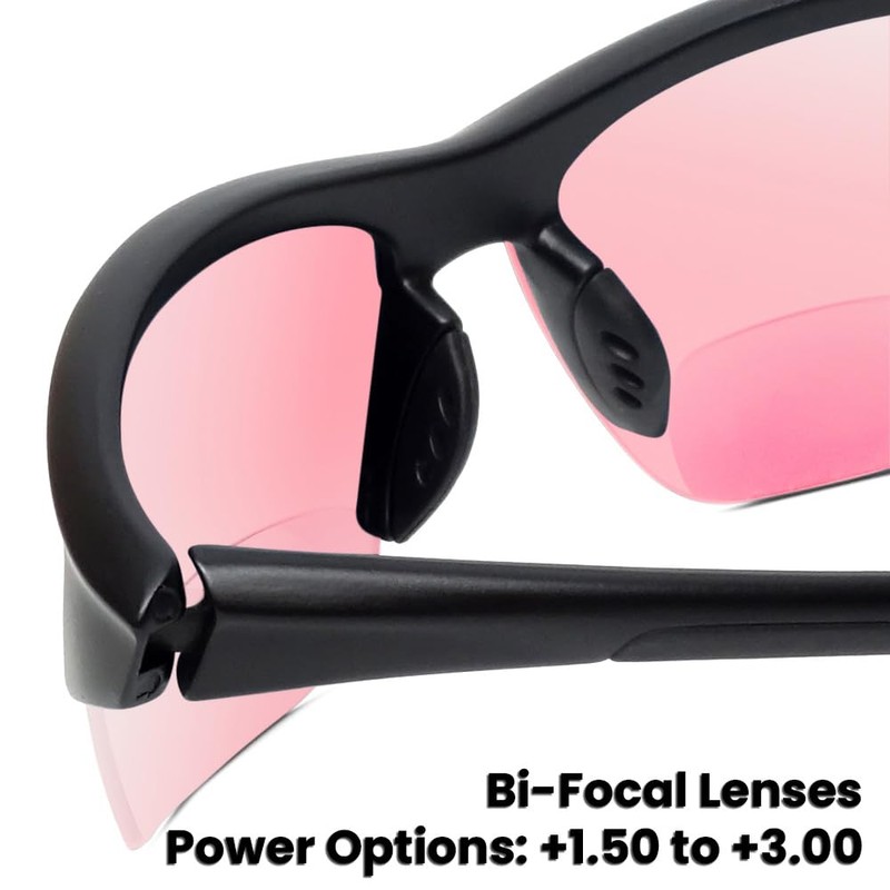 Calabria Sport 202BF FL-41 Pink Bifocal Safety Glasses +2.00 Black