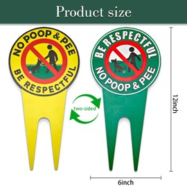 No Pooping Dog Signs For Yard, 2Pcs Double-Sided No Pooping Yard Signs 12 x 6In Aluminum No Dog Poop Signs UV Protected And Weatherproof Stop Dogs from Pooping/Peeing On Your Lawn Yard Garden Sign