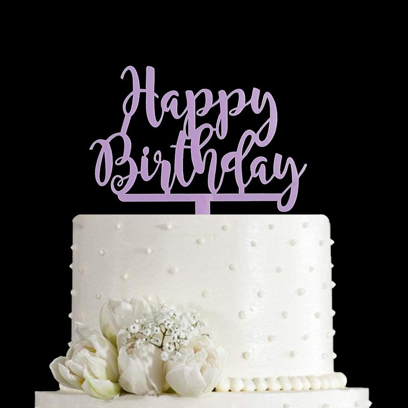 Decoración para tarta de cumpleaños con texto en inglés «Happy