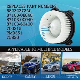 87103-0E040 AC Blower Motor Fits for 2005-2020 Toyota 4Runner/Toyota Avalon/Toyota Highlander/Toyota Camry/Toyota Tundra/Toyota Venza/Lexus, Replaces 87103-60400 68232372AC 700215 PM9351 75830