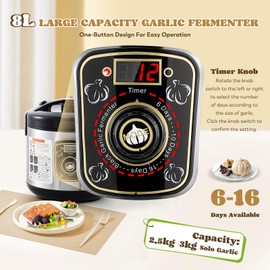 Moongiantgo 8L Black Garlic Fermenter Garlic Fermenting Machine, Easy One-Button Operation Automatic Intelligent Large Capacity Black Garlic Maker with Precise Time Control for 6-16 Days, 110V (8L)