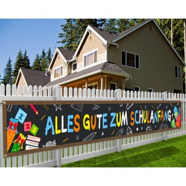 HOWAF Alles Gute Zum Schulanfang Banner First Day of School Decoration Fabric Banner First Day of School Decoration for School Child Decoration for School Boy Girl 1st Day of School Decoration 270 x