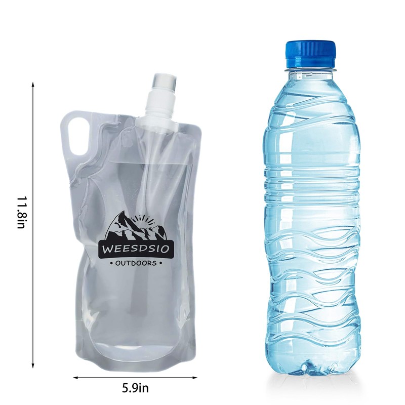 Weesdsio 5-Pack 1L Hiking Collapsible Water Bottles with Mountaineering Buckle