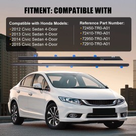 No Brand Car Window Weather Stripping Molding Trim Belt, Compatible w Honda Civic 2012-15