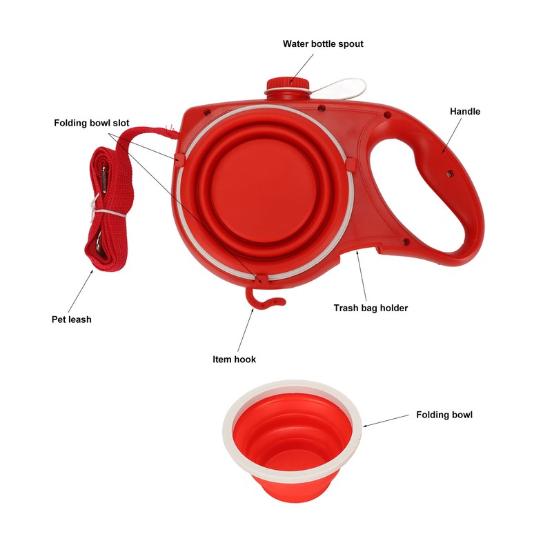 Retractable Dog Leash 360 Degree Built in Water Bottle Puppy
