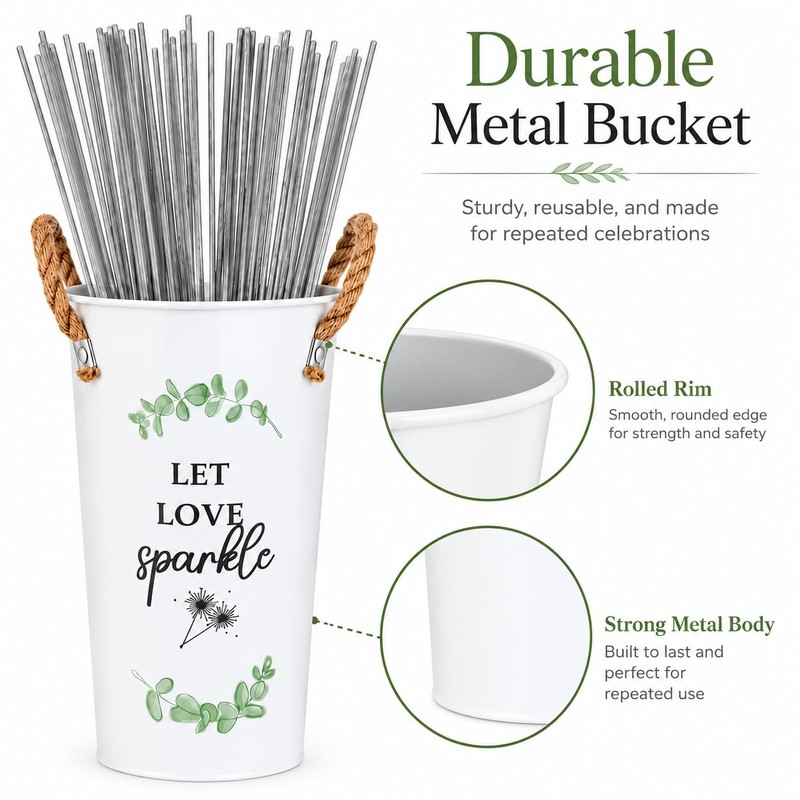 Wedding Sparkler Buckets, 2 Pack Metal Holders