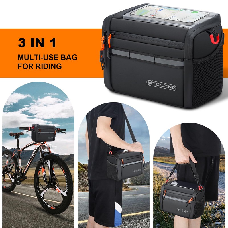 QCHMM Handlebar Bag Bicycle, Insulated Bicycle Bag Handlebar for E
