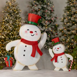 Zaer Ltd. Set of 2 Friendly Metal Snowmen Figurines "Icy & Icesis"