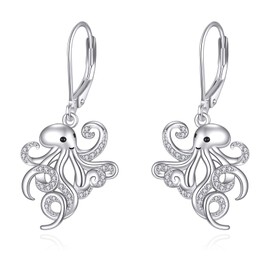 JBAERD Octopus Earrings Sterling Silver Octopus Dangle Earrings Ocean Jewelry Gifts for Women Men