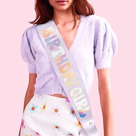 Fetti Birthday Girl Sash - Pastel Purple + Iridescent | Fun Party Decor, HBD, Disco Bday