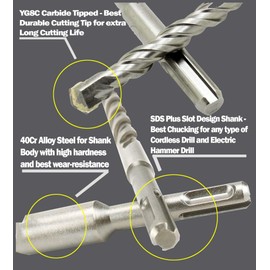 MAX-CRAFT SDS-Plus Rotary Hammer Rock Drill Bit 5/8 in.x 6 in. Carbide Tip Drill Mason Concrete Stone-3Pcs
