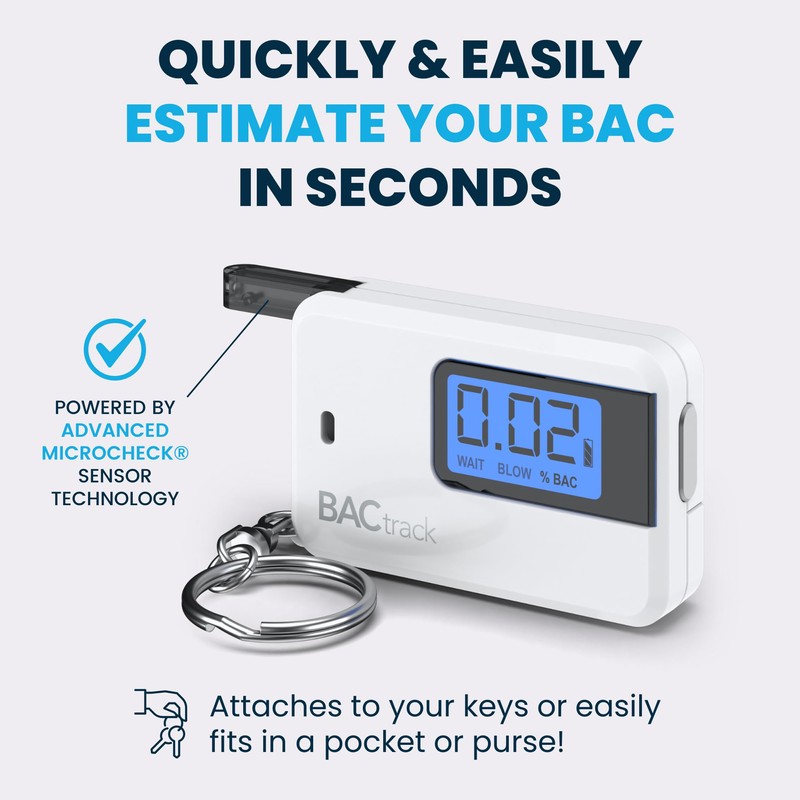BACtrack Go Keychain Breathalyzer (White) | Ultra-Portable Pocket Keyring Alcohol