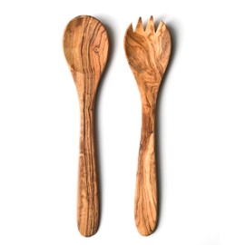 THERUSTICDISH - Traditional Olive Wood Salad Servers - Length 30cm