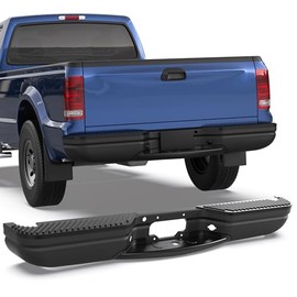 KUIPERAUTO FO1103102 Black Rear Step Bumper Assembly Full Steel, Compatible for 1997-2003 Ford F150 (STRAIGHT BED) Compatible for 1997-1999 F250 Compatible for 2004 Ford F150 Heritage Pickup