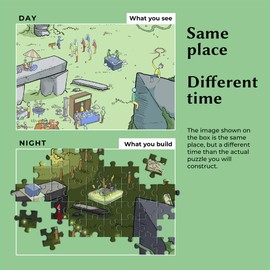 Time Warp Puzzle Mystery Jigsaw Puzzle 1000 pieces for Adults Day Night Series - A Challenging, Difficult, Picture Changing Puzzle to Solve 26.625 x 19.25 in (Tourist Trap)