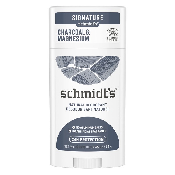 Schmidt's Natural Deodorant Stick Activated Carbon & Magnesium Deodorant without Aluminium Vegan Natural Cosmetics for Long-Lasting Freshness 75 g Pack of 1