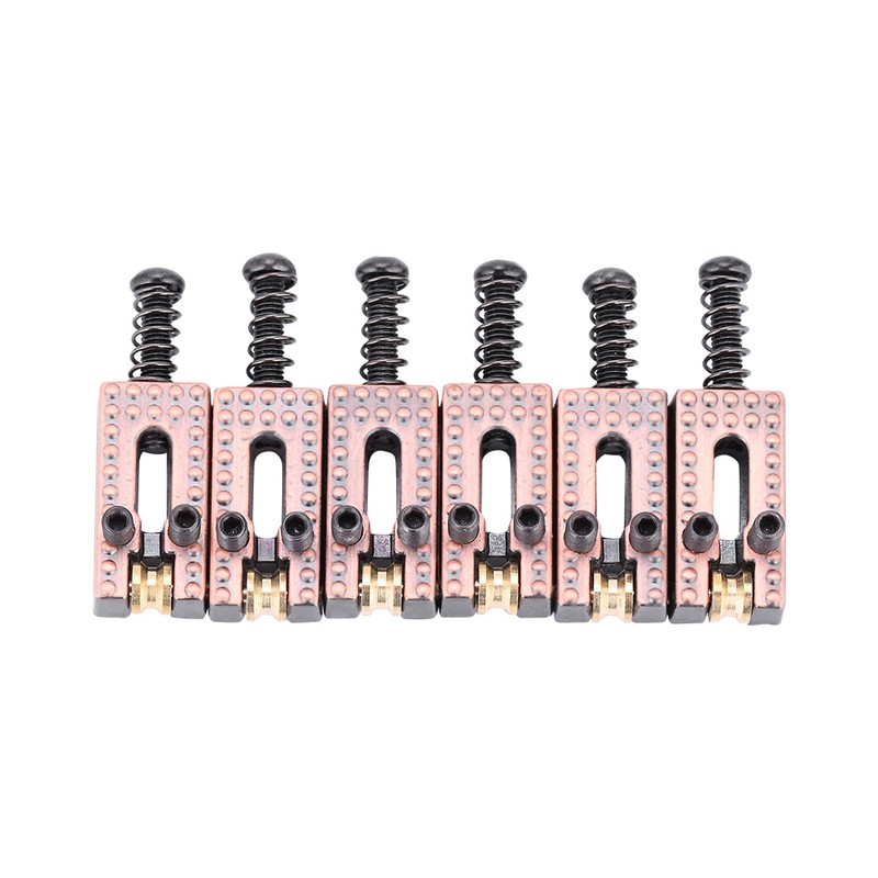 6PCS Guitar Saddles with Roller Bridge Guitar Repair Parts (Red