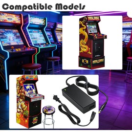 12V Power Supply Charger for Arcade1Up Game Machines - Compatible with RYJ0136 Series & BIton BI36-120300-U2-3A AC Adapter for Cocktail Table Risers