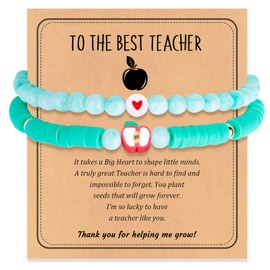 Teacher Appreciation Presents Natural Stone Teacher Bracelet for Women Teacher Valentines Day Graduation Retirement Presents (blue)