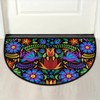 GISPOG Mexican Flowers Birds Half Round Door Mat,Indoor Entrance Rug,